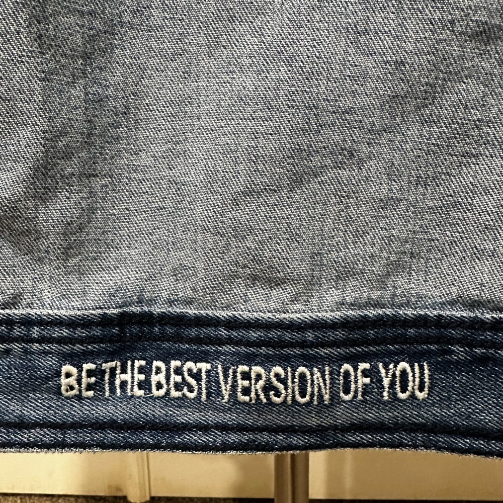 DENIM STATEMENT For The Republic Dark Blue Jacket with Text Detail Peace medium - Picture 10 of 15